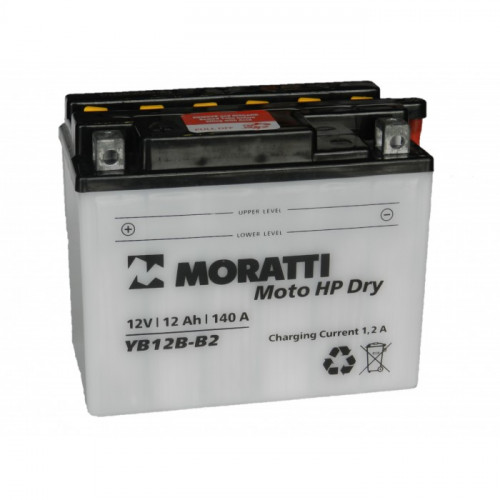 Батарея аккумуляторная MORATTI YB12BB2 12А/ч 165А прямая полярн. болтовые мото клеммы 