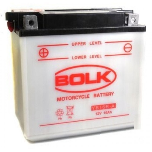 Батарея аккумуляторная BOLK 516015-YB16B-А 16А/ч 150А прямая полярн. болтовые мото клеммы