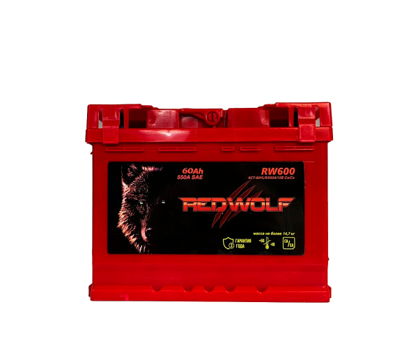 Аккумулятор, RED Wolf RWS601, 60 Ah, 510 A, прямая полярность