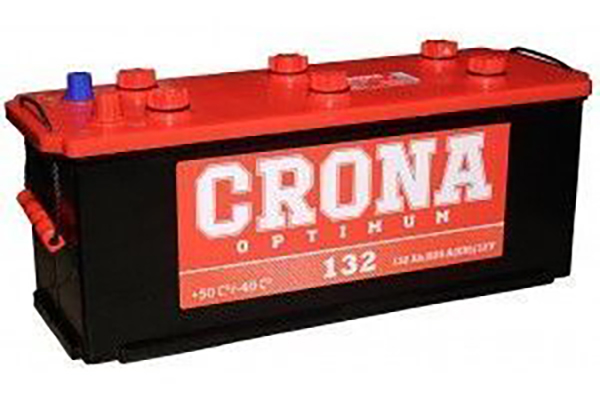 Аккумулятор, CRONA 6СТ132, 132 Ah, конус, обратная полярность